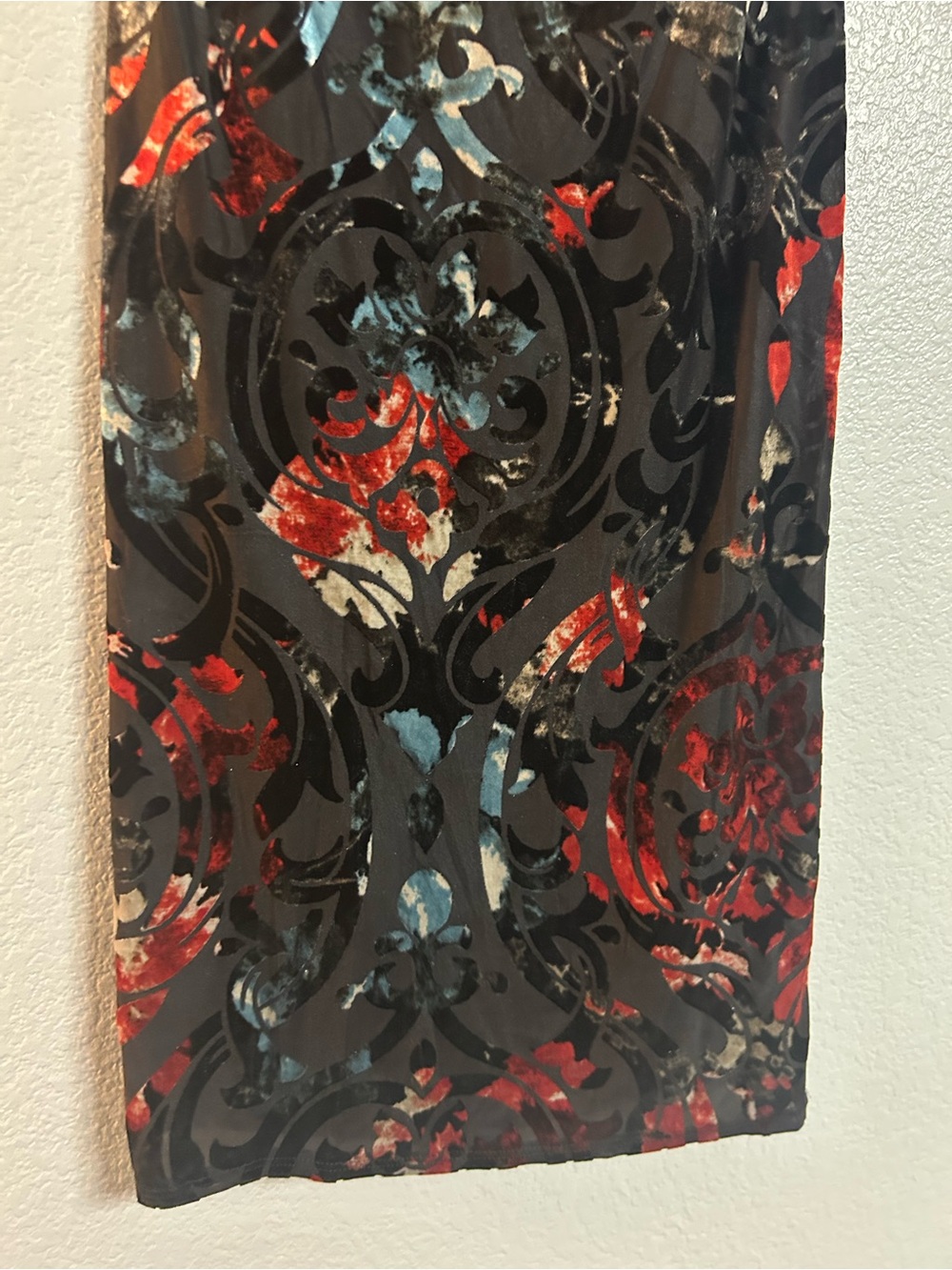 Women’s black red blue velour soft stretch cut out strappy midi dress size small - Picture 4 of 8